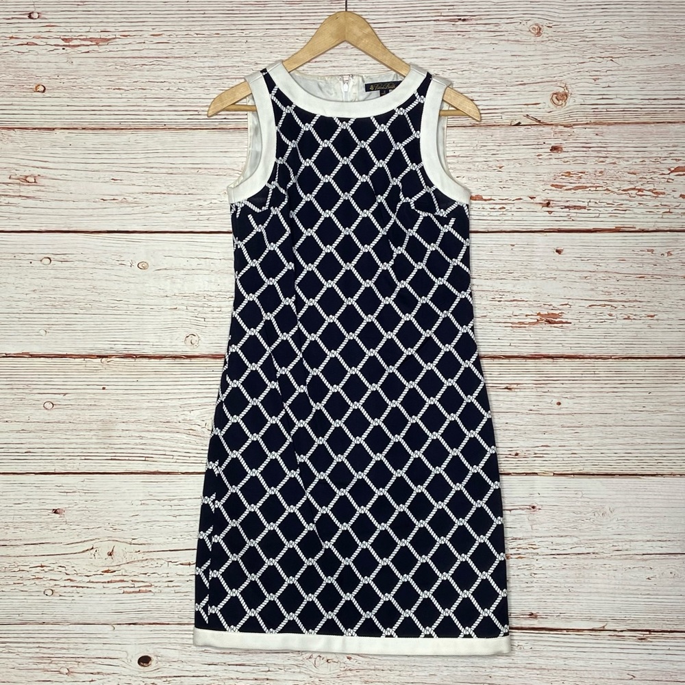 Brooks Brothers Nautical Print Shift Dress in Blue and White Sz 2
